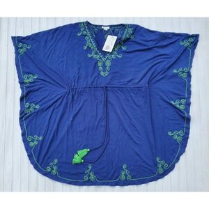 New Cabana Life Cover Up Large Embroidered Tassel Tunic Kaftan UPF50 Swim Resort